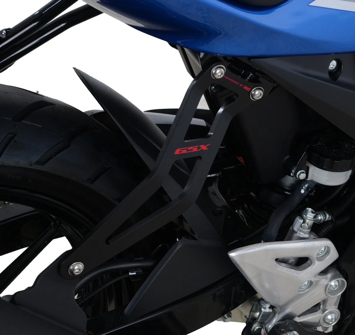 R G Red Logo Exhaust Hanger Footrest Blanking Plate for Suzuki