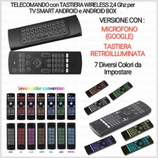Telecomando Tastiera 7 Colori Wireless Mouse LED Android SmartTV Box + MICROFONO