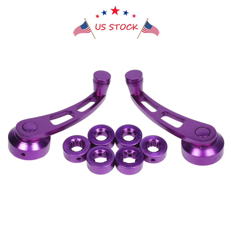 Universal 2pcs Purple Car Window Winder Glass Crank Handle Aluminum Knobs Metal  — 第 3/4 张图片