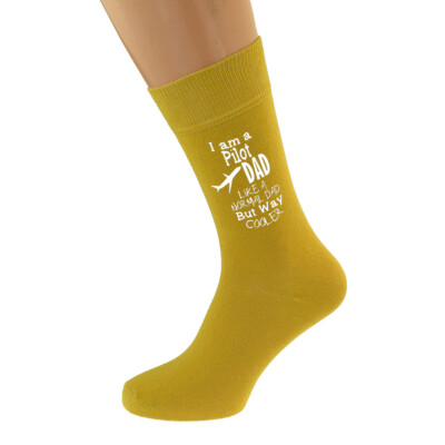 I am a Pilot Dad But Way Cooler Dad Senf Socken UK 5-12 - N1107