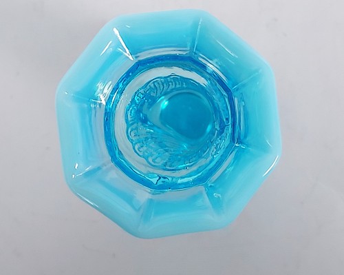 Fenton blue opalescent mini hand vase cornucopia toothpick holder vintage - Picture 7 of 9