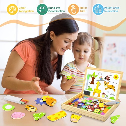 Wooden Magnetic Board Puzzle Games 3 Year Old Boys Girls Learning Toys for Kids - Picture 6 of 7