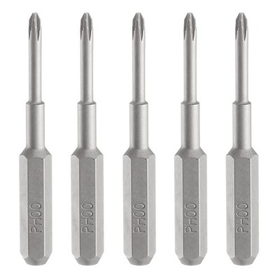 5pcs PH00 Magnetic Phillips Screwdriver Bit 5/32'' Hex Shank 35mm Length S2 Steel