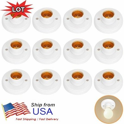 1-20Pcs E27 Light Bulb Pendant Lamp Round Fixing Base Holder Screw Cap Socket US