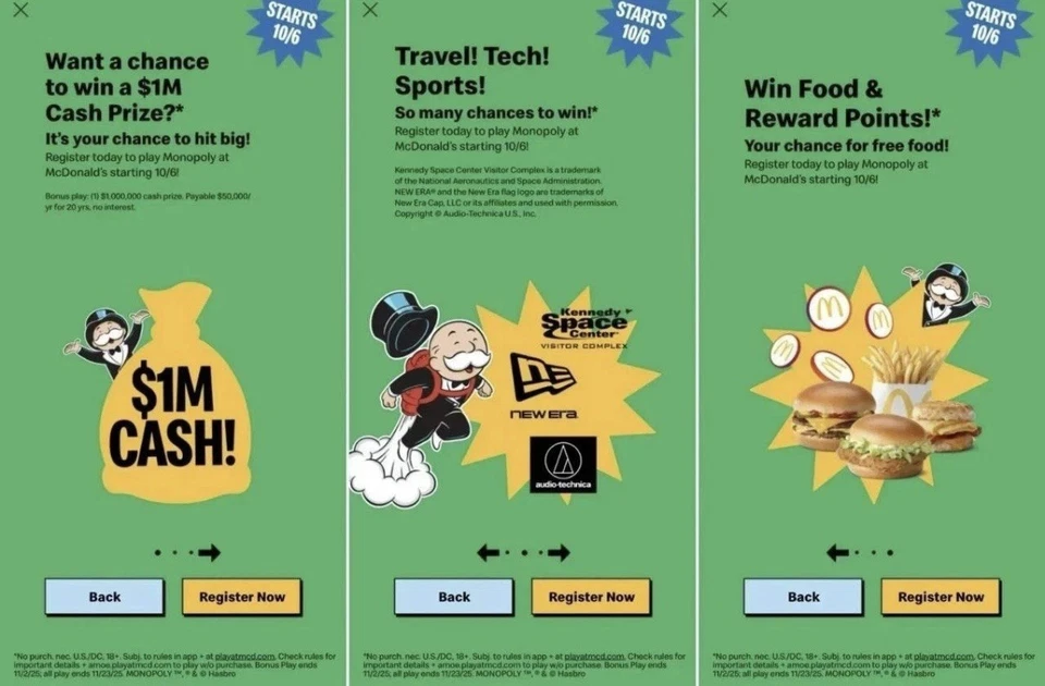 100 McDonald’s Monopoly — Promotional Collector Game Codes (Unused & Authentic) - Image 2 of 3