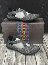 Bernie Mev Leeron Black Shimmer Woven Memory Foam Flats Shoes Womens 39