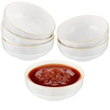 Homaisson 6 Pcs Ceramic Sauce Dishes, Round White Dipping Bowls, Buffet Fruit...
