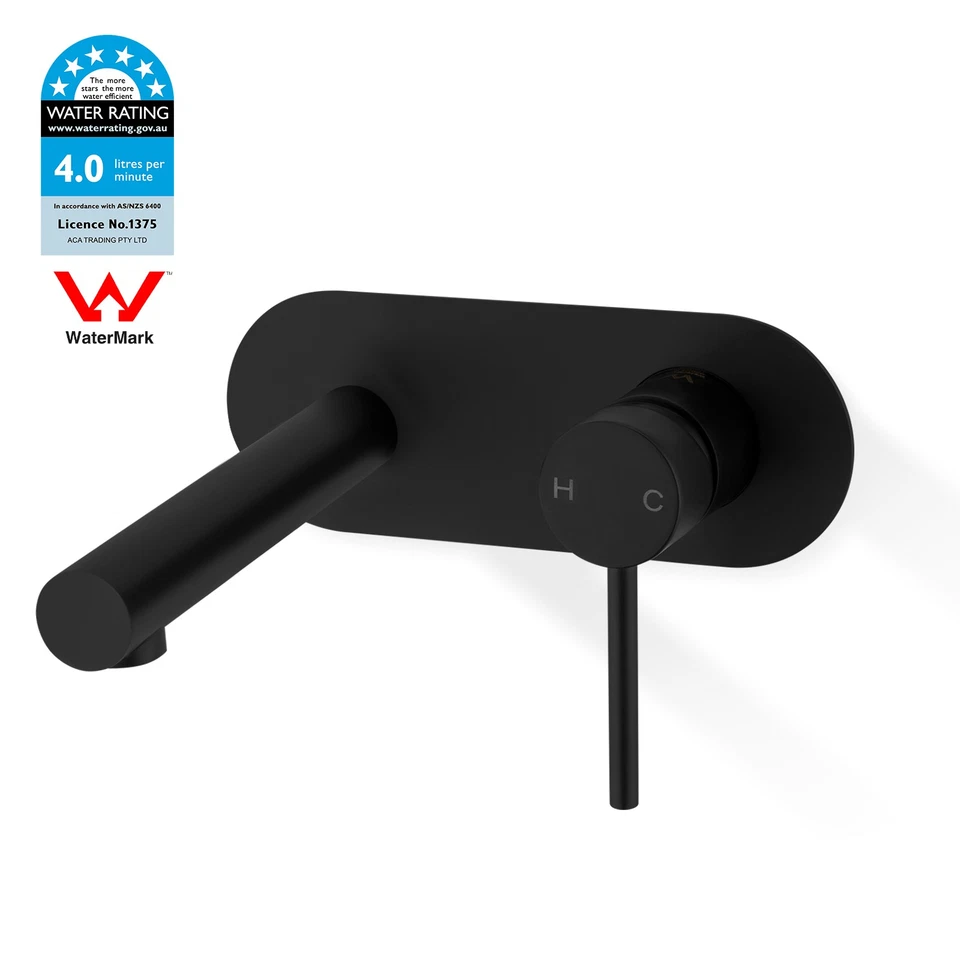 Black Wall Mounted Vanity Basin Mixer Tap Bath Spa Spout Brass Faucet Watermark