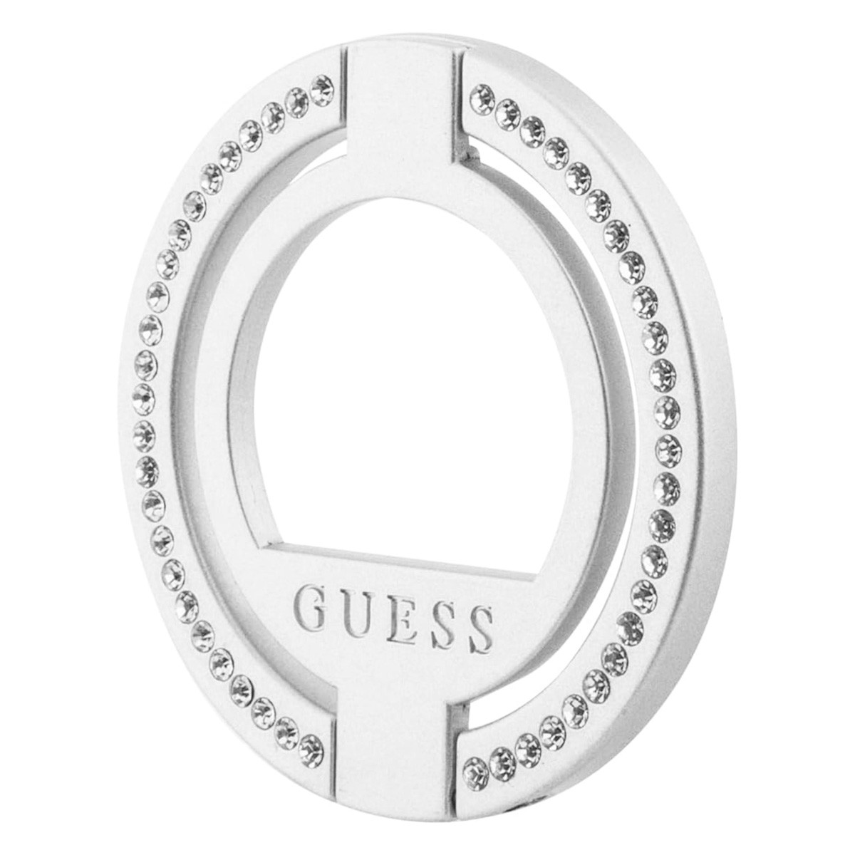 Guess Anneau de Support Smartphone Argent à Strass Bijou de Téléphone Modèle Shine