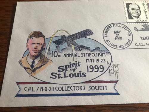 Two Beautiful Covers with Charles Lindbergh Cache signed by Aviation Artist 1995 - Picture 3 of 4