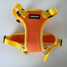 Cat Harness, Adjustable with Reflective Trim in Orange/Yellow, Med