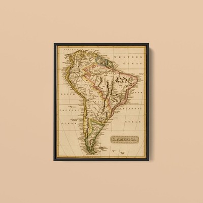 Vintage Maps - South America - Art Print on Paper or Canvas