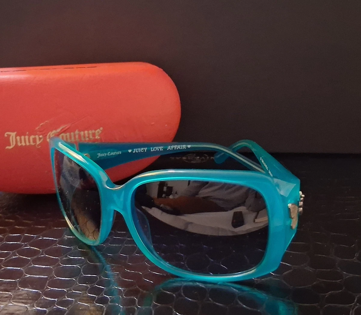 Authentic Juicy Couture HERITAGE blue Sunglasses Juicy Couture Adult Women Teal-Rose Gold-Tone Round Cat Eye  main image 2