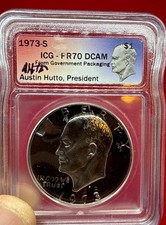 1973-S Eisenhower $ PR70 DCAM Silver - Signed Austin Hutto - Gray Sheet $625