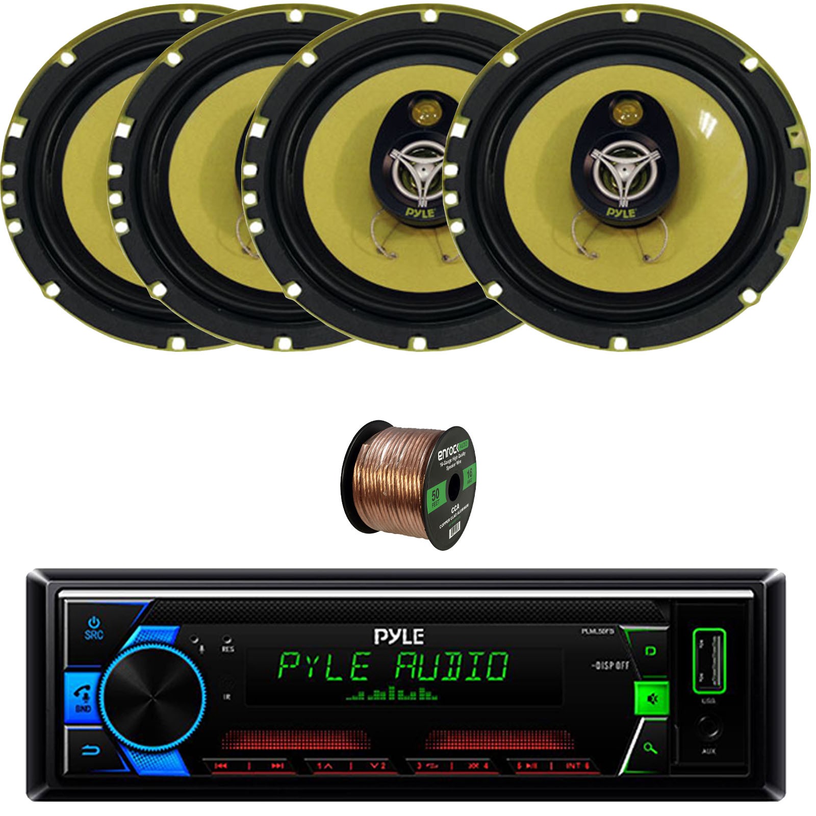 Receiver 4x 6.5'' 280w Car Audio Speakers W/wire