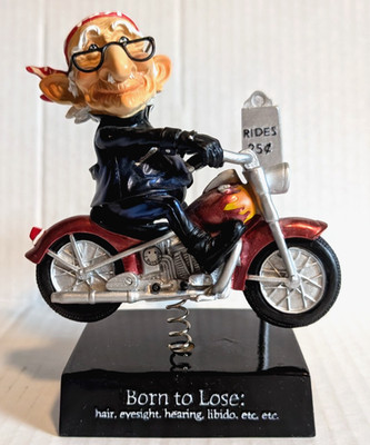 Westland Coots Born to Lose Motorcycle Grandpa Old Guy Bobble Figurine 2003