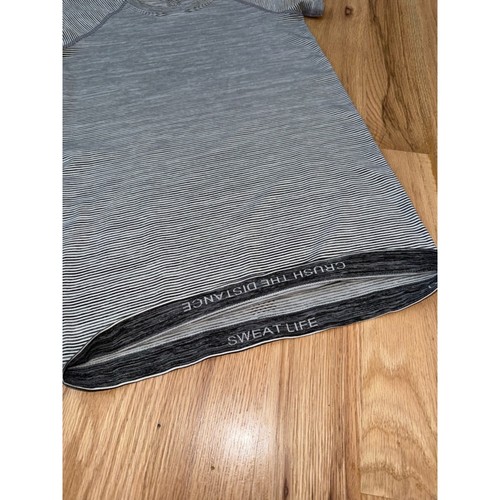 Lululemon Swiftly Tech Kurzarmhemd schwarz weiß gestreift Größe 6 - Bild 7 von 9