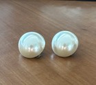 Vintage White Faux Pearl Costume Jewelry 3/4” Clip On Earrings Marked Japan — photo 1