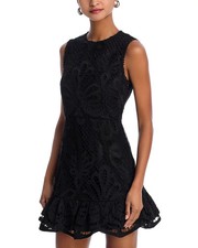 Aqua L53711 Womens Black Lace Flounce Sleeveless Mini Dress Size S