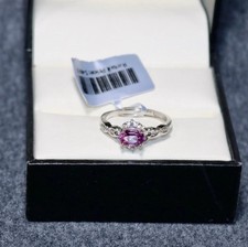 925 Sterling Silver Natural Brazilian Pink Topaz Gemstone Ring