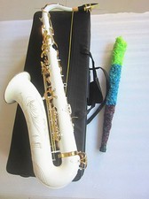 New Tenor Saxophone Bb Professional Brass White gold key sax Instruments --