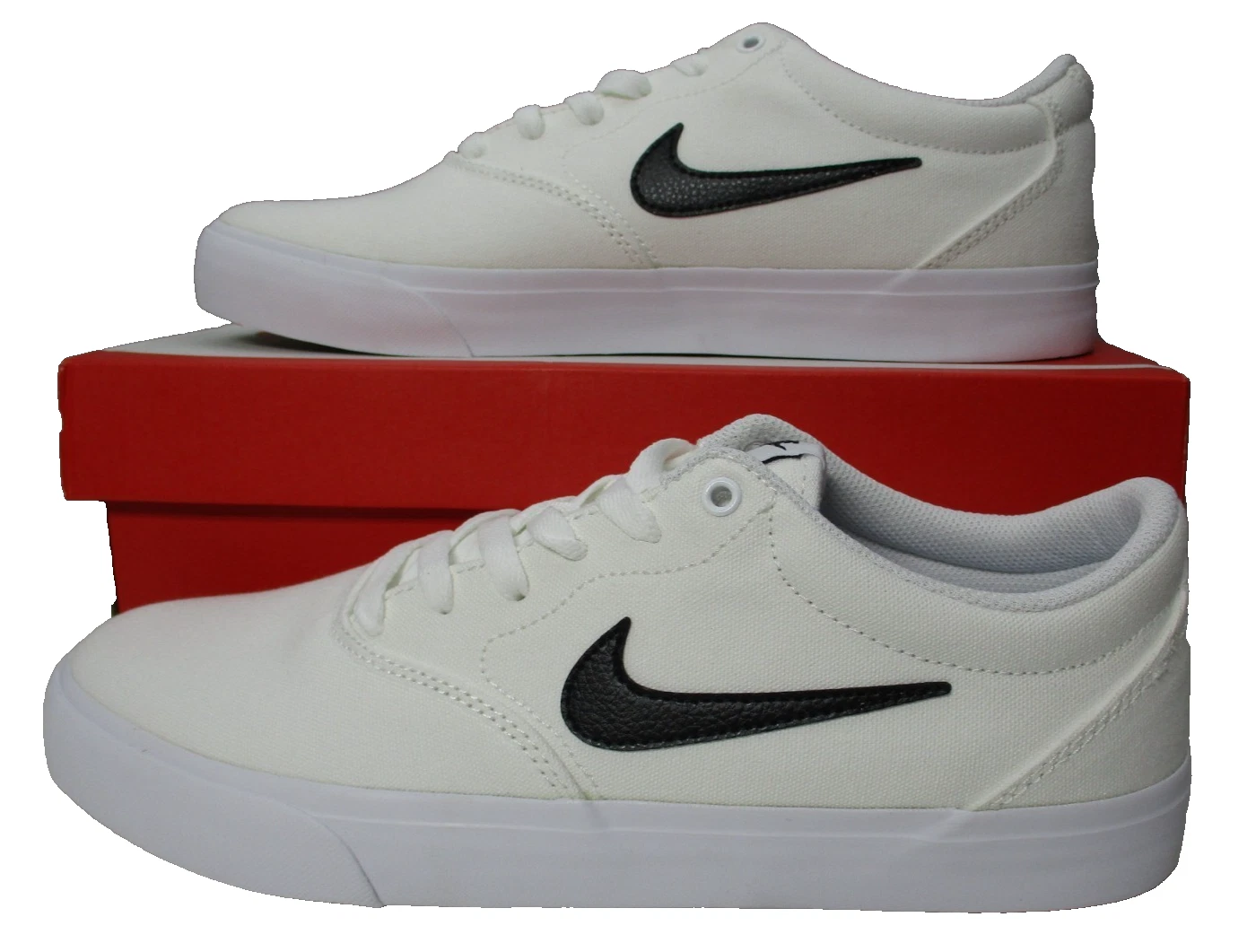 Nike Charge CNVS Canvas Skate Lace Shoes White Black Mens Size 13