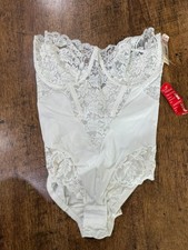 Vintage White Smoothie Lace Teddy Bodysuit Bridal Coquette Pinup 38D Milkmaid NW