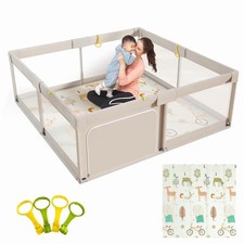 Mloong Baby Playpen with Mat, 59x59 Inches Extra 59 59inch Gray mat