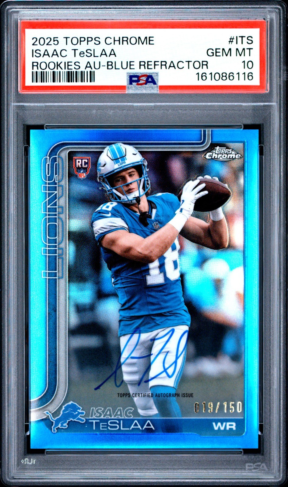 Isaac TeSlaa Topps Chrome Rookies Autograph #ITS Blue Refractor