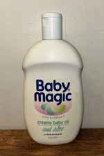 Vintage 1990s Baby Magic Creamy Baby Oil Aloe by Mennen - 15oz Full Bottle