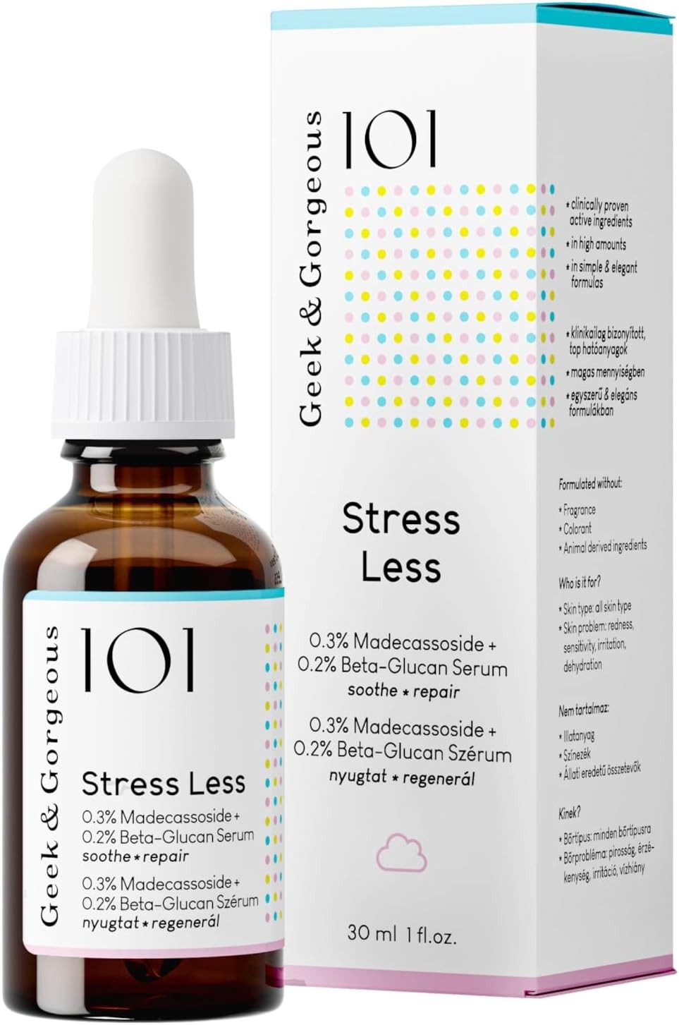 Geek & Gorgeous 101 - Stress Less, light & silky gel formula with Beta-Glucan &