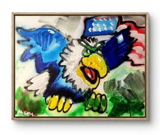 Original Art Flying Eagle 14x11 Street Art Style Abstract Painting on Canvas