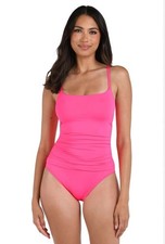NWT La Blanca Womens Pink Island One Piece Tummy Control Swimsuit, Size 12