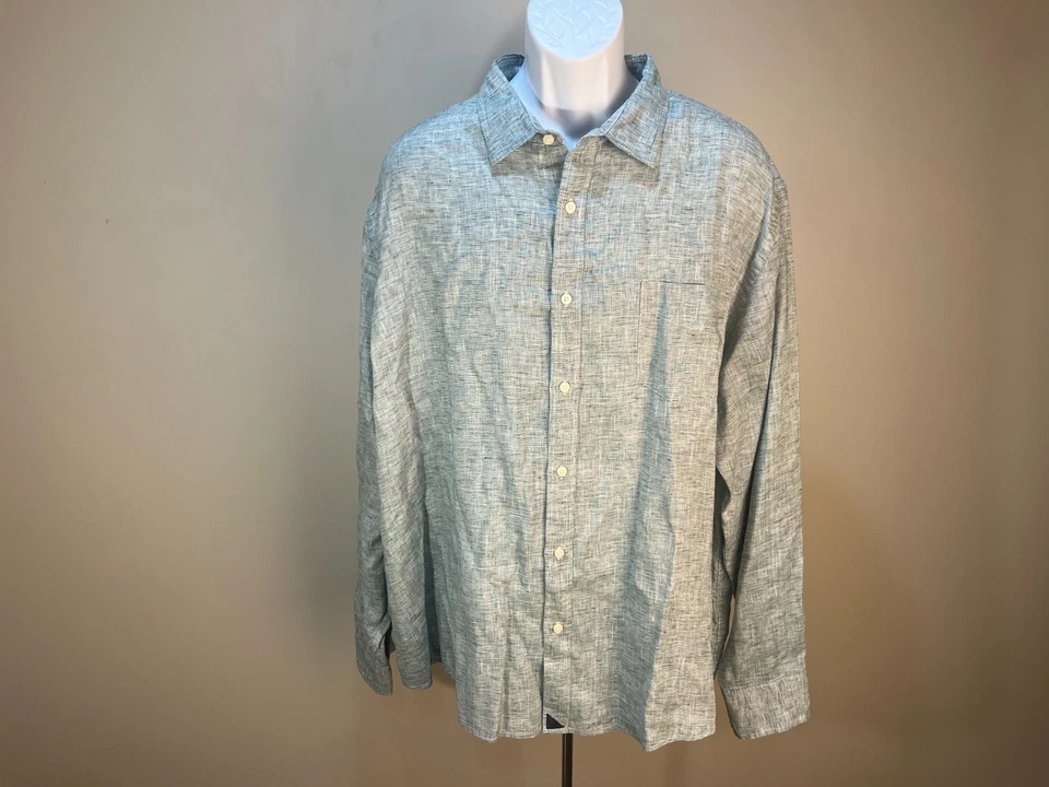 UNTUCKit Men's blue and green 100% linen long sleeve lot of 2 shirts 3XL XXXL - Image 2 of 4