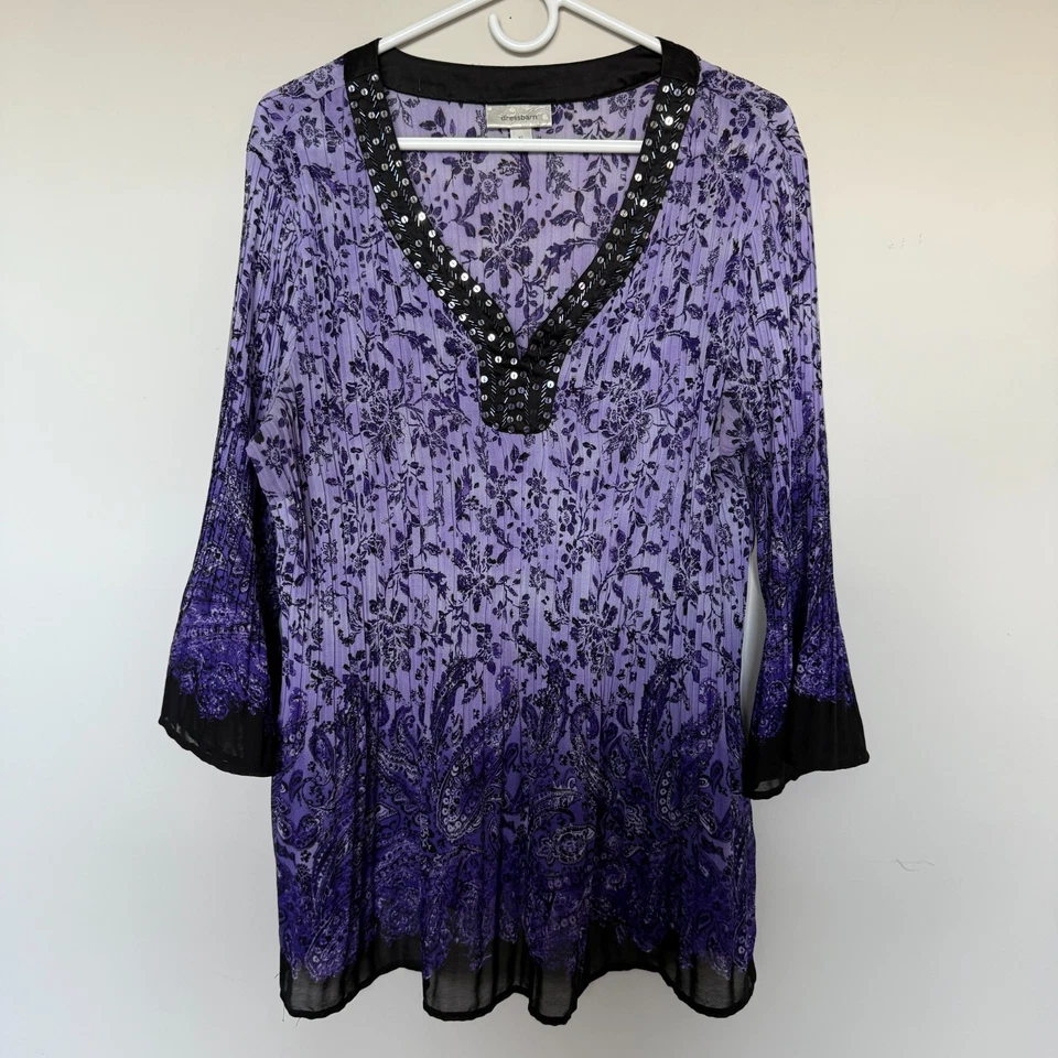 Top de hadas para mujer XL Y2K púrpura floral cachemira lentejuelas caprichoso boho oscuro romántico Foto 2 de 4