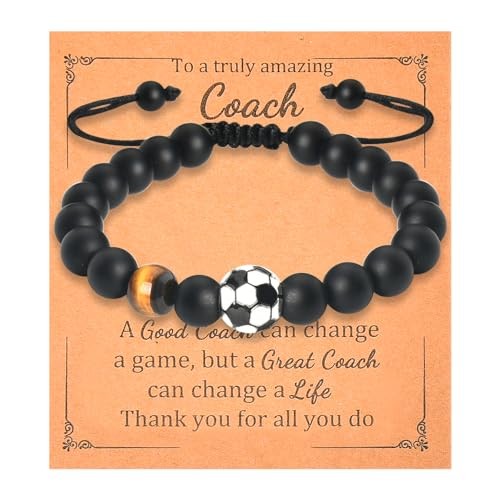 Ancnoz Soccer Coach Bracelet Gifts for Men Women: Stylish Soccer Bead Bracelet,