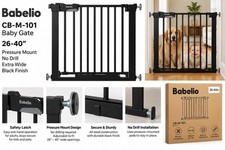 Babelio CB-M-101 Baby Gate 26-40" Black Pressure Mount No Drill