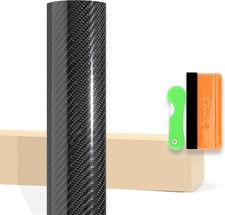 7D Carbon Fiber Black High Gloss Vinyl Wrap 12"x60" Low Tack Automotive Film