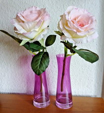 2 Mid Century Glasvasen Blumenvase lila / violett Vase Glas 70er Jahre H 17 cm