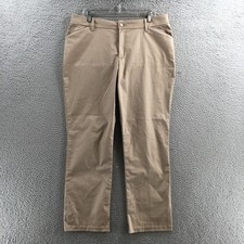 Lee Pants Womens 16 Khaki Leg Zip Fly Regular Fit Stretch Chino Wrinkle Free