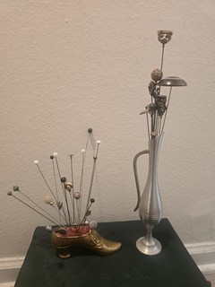 Antique Victorian / Edwardian era fancy hat pins and hat pin holders