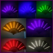 Glow Folding Led Fan Dancing Light Fan Night Show Halloween Christmas Rave