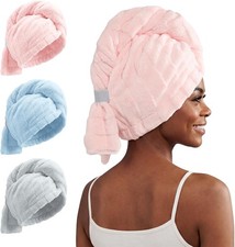 3 Pack Microfiber Hair Towel Wrap for Women, Super Absorbent Quick Dry Large