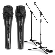 Vonyx Complete Microphone Set Pair - Professional DJ Mic with Stands