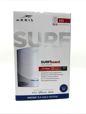 ARRIS SURFboard S33 DOCSIS 3.1 Cable Modem 2.5 Gbps Ethernet Port - NEW/SEALED