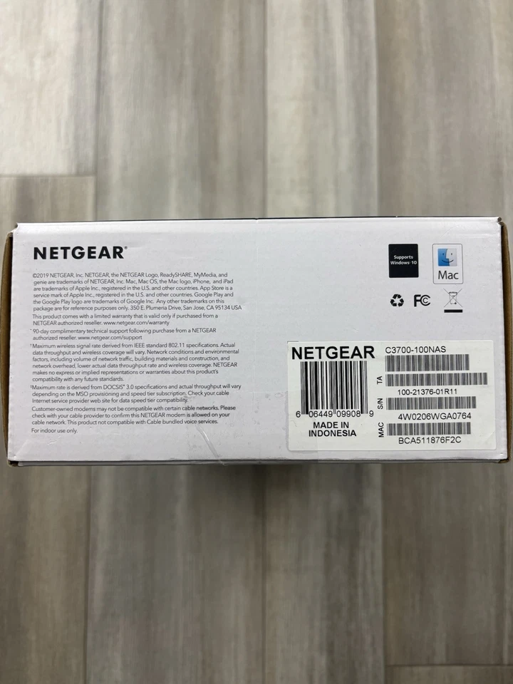Netgear N600 WiFi Cable Modem Router (C3700) – DOCSIS 3.0 Dual Band, Open Box  - Image 2 of 4