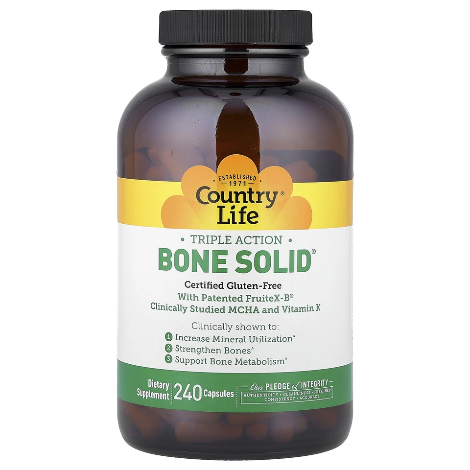 Country Life Bone Solid 240 Cápsulas Sem Glúten, Qualidade GMP Garantida, - Imagem 3 de 3