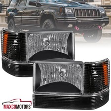 Black Headlightscorner Signal Bumper Lamps Fits 1993-1996 Grand Cherokee 93-96
