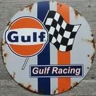 Gulf Racing 12" Diameter Vintage Novelty Metal Sign Made In USA New!