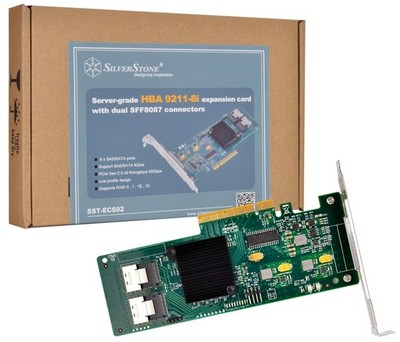 SilverStone SST-ECS02 PCI-E Erweiterungskarte Gen 2.0 x8, 8X SAS/SATA (6Gb/s)...
